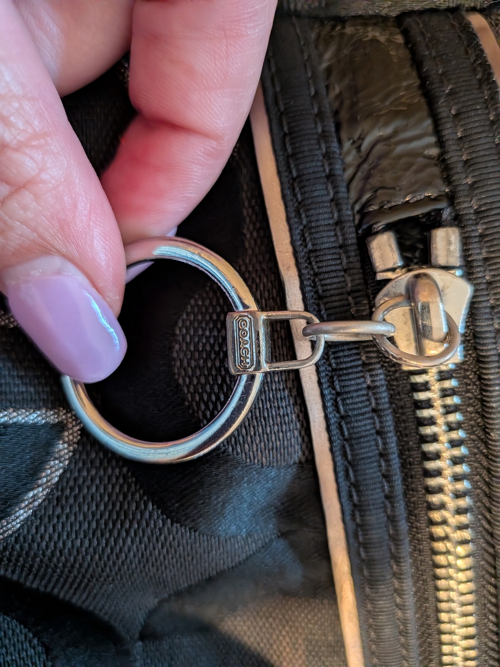 Coach Poppy Black Signature 'C' Jacquard Satchel with Silver Accents - Picture 5 of 13